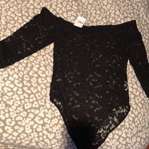 Off the shoulder see thru bodysuit